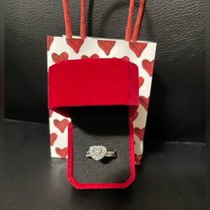 🌸 NEW Elegant Silver Two piece Heart Ring set Size 8